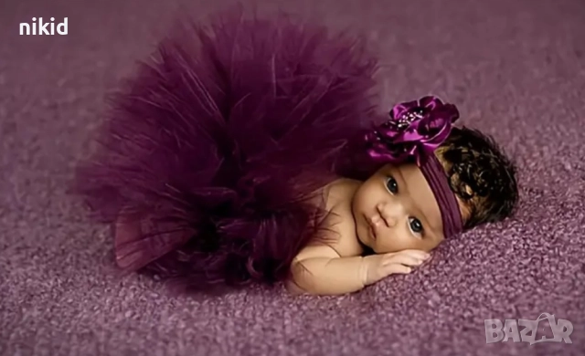 вишнева туту пола пачка поличка пачка и лента с пандела за глава за бебе фотосесия фото декор