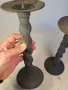 два метални чугунени свещника масив 25/3, снимка 7
