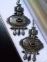 Стари авторски гръцки сребърни обеци с Ниело и гранат, снимка 1 - Обеци - 34004847