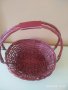 Плетена розова кошница, снимка 3