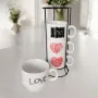 5622 Комплект керамични чаши на метална стойка Love, снимка 2