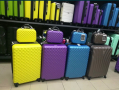 пътнически куфар+авио чанта лек здрав 100%ABS 55/39/20 4ри колела 360°, снимка 1 - Куфари - 44792376