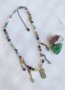 Ангелски крила. Колиета чокър с многоцветен флуорит, снимка 5
