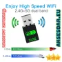2 в 1 USB WiFi Bluetooth 5.0 адаптер 600 Mbps Dual Band 2.4/5Ghz Безжичен мрежов приемник Wi-Fi , снимка 13