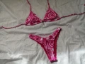 Нов комплект розов дамски бански от две части с принт сърчица р-р XS, S, M, L , снимка 14