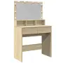 vidaXL Тоалетка с LED, дъб сонома, 80x41x134,5 см, снимка 1