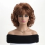 Къса дамска къдрава кафява синтетична перука с бретон, снимка 6