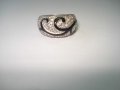 Сребърен пръстен с циркони и емайл, снимка 2