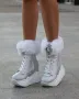 Боти на платформа - сребриста кожа с бяло ходило - BPH1, снимка 2