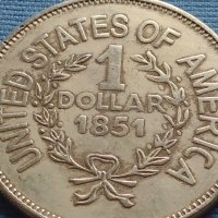 Монета 1 долар 1851г. САЩ РЕПЛИКА на Американския сребърен долар за КОЛЕКЦИЯ 30046, снимка 4 - Нумизматика и бонистика - 42702693