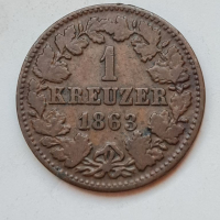 Germany NASSAU . СЕТ от 2 монети. Един кройцер 1830 и 1863 год , снимка 3 - Нумизматика и бонистика - 36215989