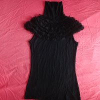 Черна блуза с поло яка и харбали Kikiriki топ, снимка 2 - Тениски - 41834905