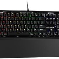 Нова Механична геймърска кабелна клавиатура с RGB подсветка и сгъваема подложка за китката, снимка 1 - Клавиатури и мишки - 42427061