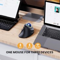 Нова Иновативна Трекбол Мишка ProtoArc, RGB Осветление, Безжична Технология, снимка 3 - Клавиатури и мишки - 44156673