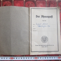 Немски стар документ паспорт на предците 3 Райх, снимка 2 - Колекции - 36098337