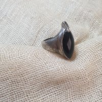 Сребърен  пръстен с черен камък, снимка 4 - Пръстени - 39382259