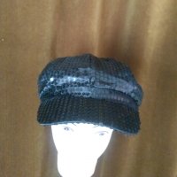 Нова Черна шапка с пайети за парти , снимка 2 - Шапки - 34473457
