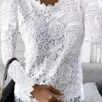 Нова ежедневна дантелена семпла и елегантна блуза с дълъг ръкав, 4цвята - 024 , снимка 3 - Блузи с дълъг ръкав и пуловери - 39810910