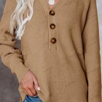 Дамски ежедневен моден плетен пуловер с V-образно деколте, 5цвята - 023, снимка 14 - Блузи с дълъг ръкав и пуловери - 39728515