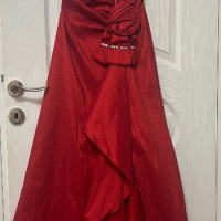 Нова дълга официална червена рокля размер S, снимка 6 - Рокли - 44647744