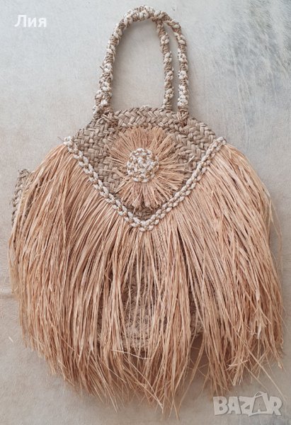 Голяма плажна сламена чанта, снимка 1