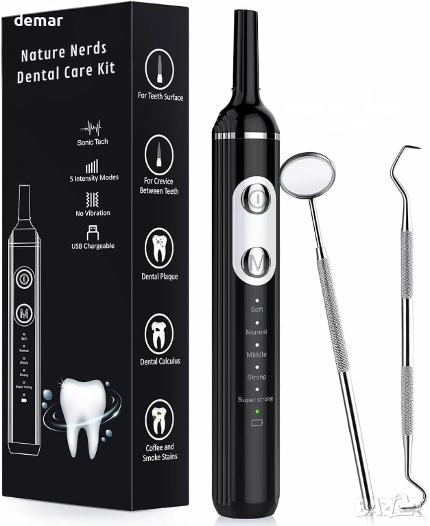 Комплект за дентална хигиена Nature Nerds за почистване на зъби, LED светлина, 5 скорости, снимка 1
