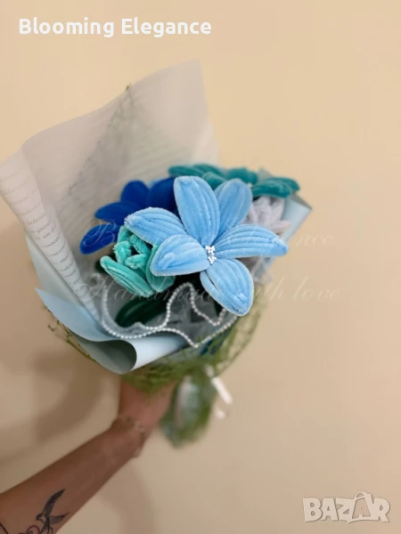 Вечен плюшен букет "Небесна нежност", снимка 1