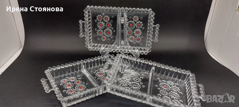 Walther Glas, серия Fabiola. Правоъгълно плато за сервиране с две разделения 25,5/15 см. , снимка 1