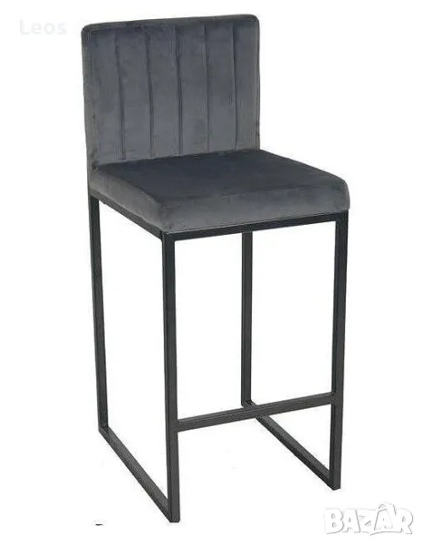 Бар стол Пайпър кадифе в сив цвят, снимка 1