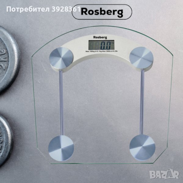 Кантар за тегло дигитален Rosberg R51650B, батерия, LCDекран, 180кг, 2 ГОДИНИ ГАРАНЦИЯ, снимка 1
