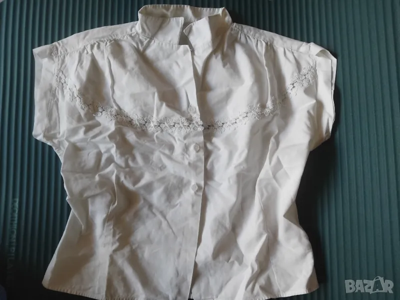 Дамска бяла памучна риза - фин памук за лятото , снимка 1