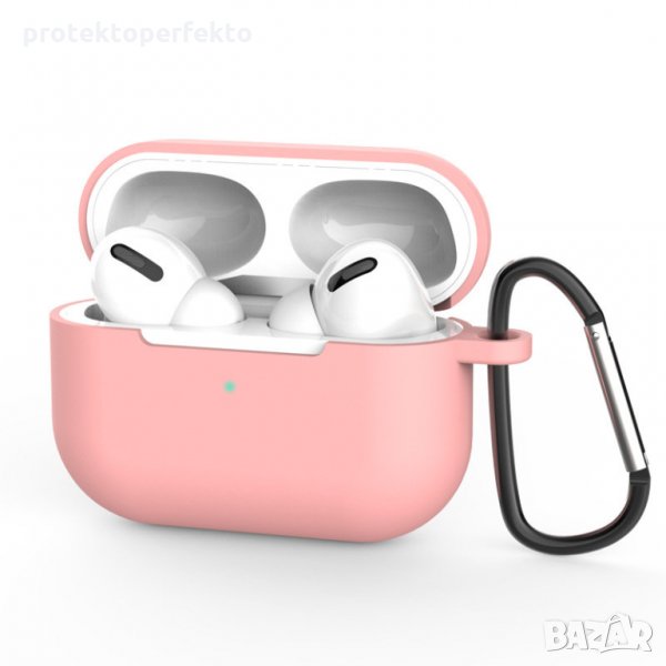 Силиконов кейс за безжични слушалки AirPods Pro, AirPod 3  - розов цвят, снимка 1