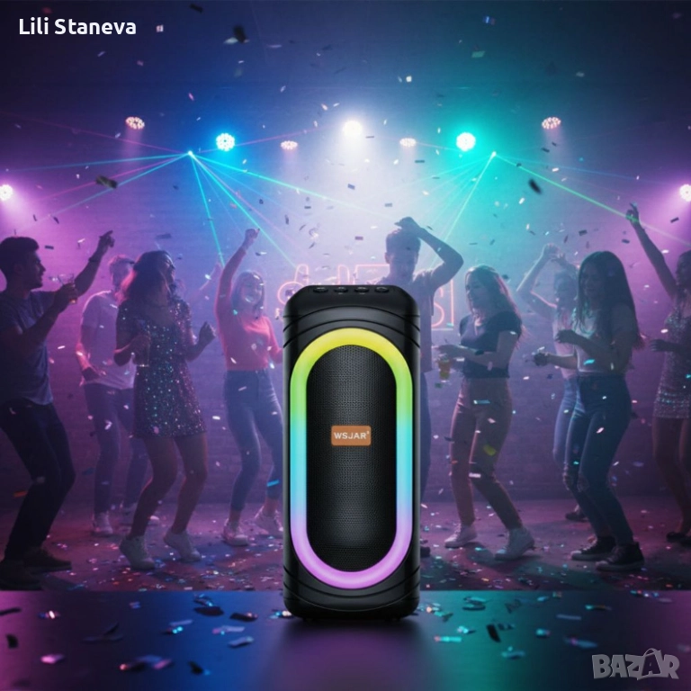 Тонколона с LED цветни светлини,WSJAR. , снимка 1