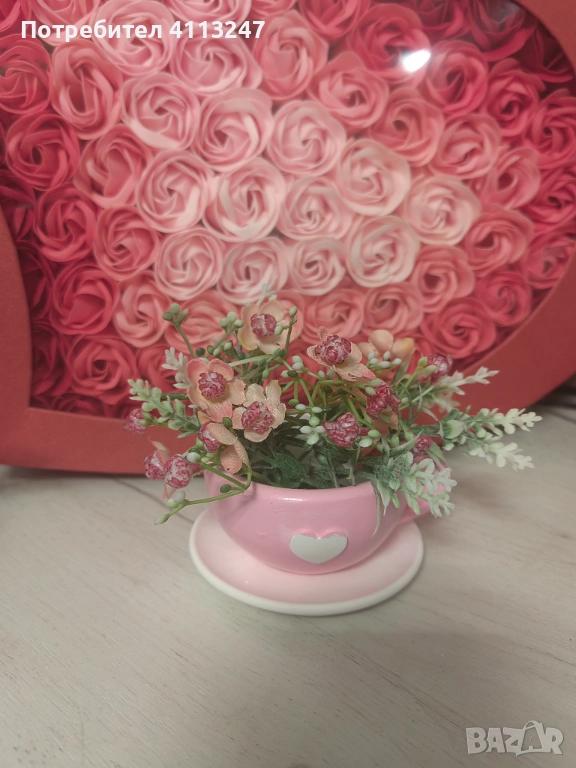 Ръчно изработени керамични чашки с цветя , снимка 1