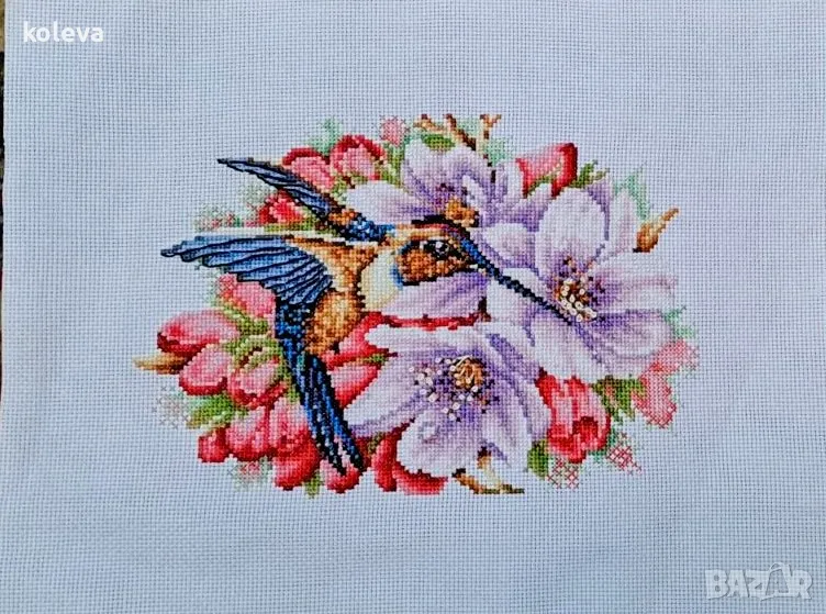 Гоблен Колибри в цветя, снимка 1