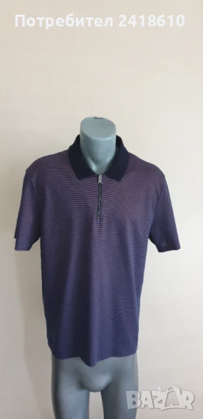 Hugo Boss Mercerised 3/4 Zip Pique Cotton Mens Size / L НОВО! ОРИГИНАЛ! Мъжка Тениска!, снимка 1