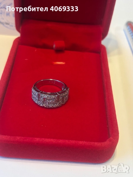 💍Пръстен от бяло 18 каратово злато С 50бр естествени диаманти 💎 54р-р 6.08гр, снимка 1