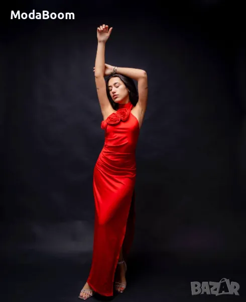 Дълга червена дамска рокля , снимка 1