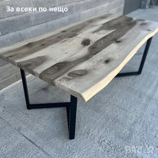 Ръчно изработена трапезна маса изработена със естествен жив ръб, снимка 1