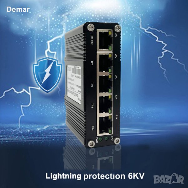 Мини индустриален 5-портов Gigabit Ethernet комутатор, снимка 1