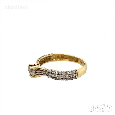 Златен дамски пръстен 1,68гр. размер:52 14кр. проба:585 модел:25229-1, снимка 2 - Пръстени - 53116554