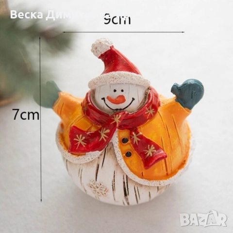 Коледни снежни човечета от полирезин – малка фигурка, идеална коледна украса за всеки дом, снимка 6 - Декорация за дома - 52477755