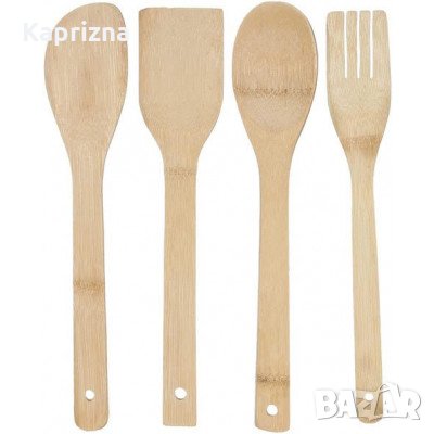 Комплект бамбукови прибори, снимка 2 - Прибори за хранене, готвене и сервиране - 35710044