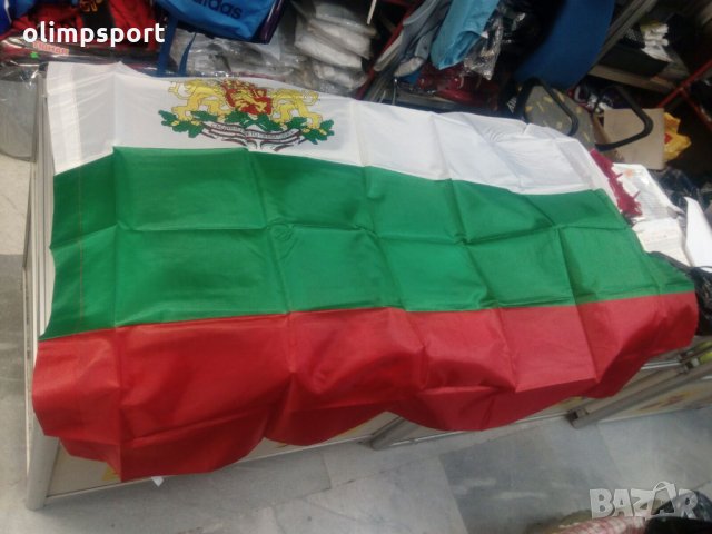 знаме България с герб ново 90х 150см, снимка 1 - Фен артикули - 34085843