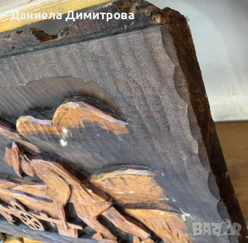 Стенна дърворезба с релефно изображение на мъж с плуг и кон, снимка 3 - Пана - 51333736