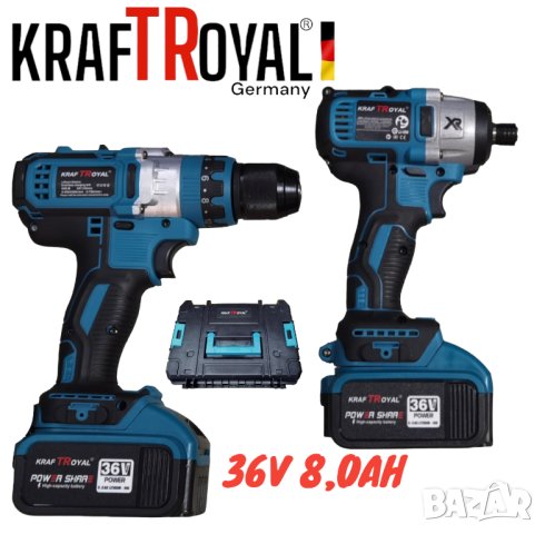 Безжичен Винтоверт и Гайковерт Импакт 36V 8,0AH KRAFT ROYAL Акумулаторен 2 батерии , снимка 11 - Винтоверти - 39605379