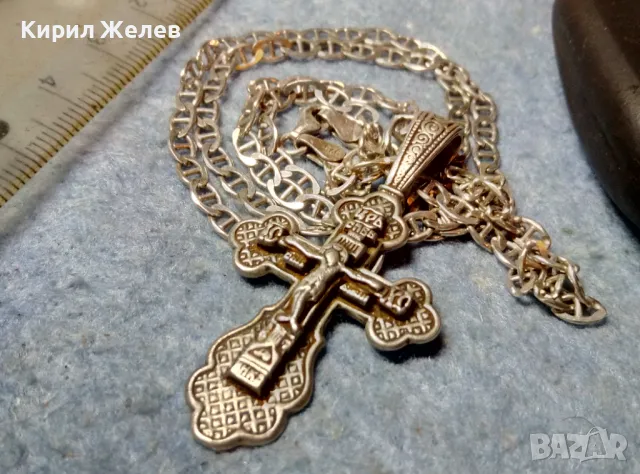 СПАСИ и СОХРАНИ ПРАВОСЛАВЕН СРЕБЪРЕН КРЪСТ РАЗПЯТИЕ с СРЕБЪРНА ВЕРИЖКА СРЕБРО 925 РЪЧНА РАБОТА 40112, снимка 6 - Антикварни и старинни предмети - 49248190