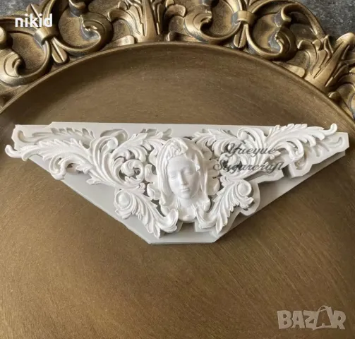 Борд кант орнамент с лице жена Дева Мария Богородица силиконов молд форма фондан шоколад гипс декор 