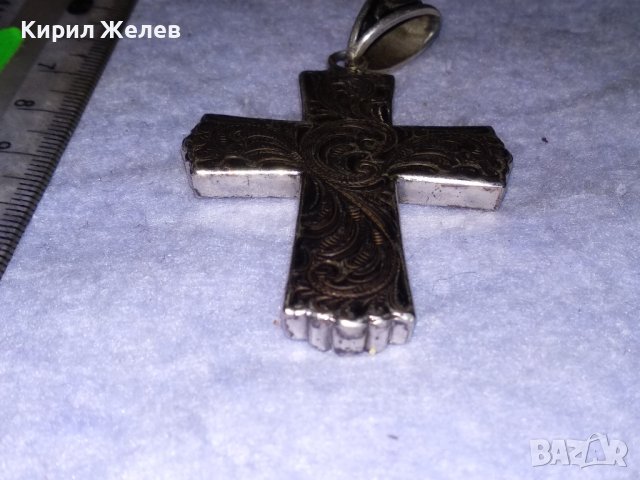 ПОСРЕБРЕН ФЛОРАЛНО ОРНАМЕНТИРАН с НИЕЛО ЕФЕКТ НАГРЪДЕН РЕТРО АРТ КРЪСТ от БЛАГОРОДНА СТОМАНА 37995, снимка 7 - Колиета, медальони, синджири - 41389440