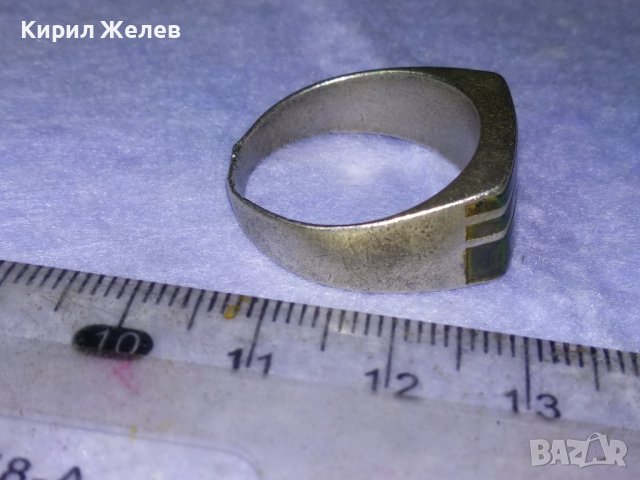 Стар АНГЛИЙСКИ СРЕБЪРЕН РЕТРО АРТ ПРЪСТЕН ОКСИДИРАНО СРЕБРО 925 с РЪЧНО ШЛИФОВАН ЧЕРЕН АХАТ 40628, снимка 7 - Пръстени - 42644202